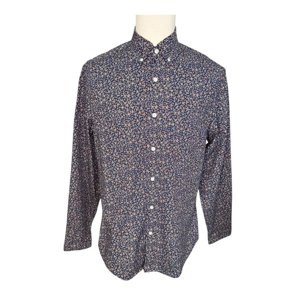 J Crew Flex Washed Classic Fit‎ Floral Print Button Down Shirt Men's Size Medium